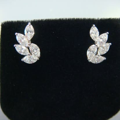 Marquise diamond cluster earrings