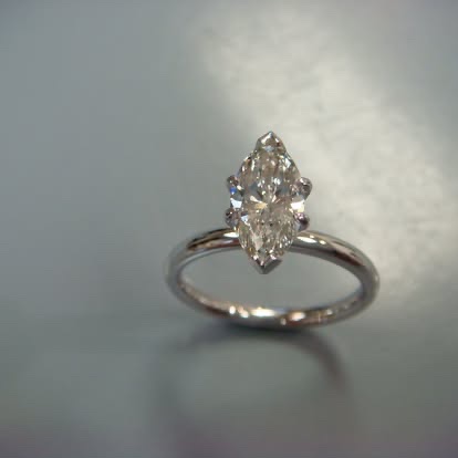 White gold marquise diamond solitaire