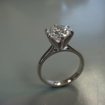 White gold round diamond solitaire in a cathedral setting