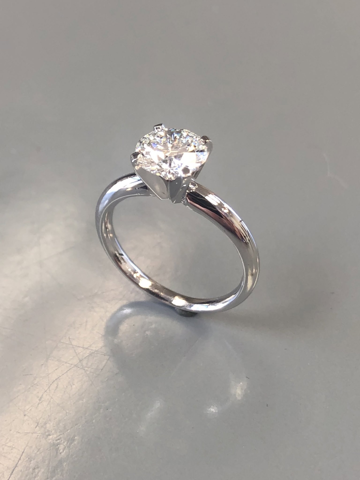 White gold diamond solitaire engagement ring