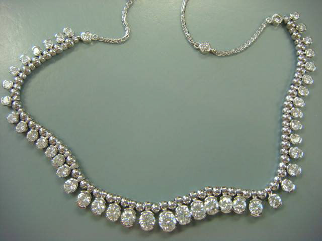 Diamond riviera necklace with bezel-set round diamonds