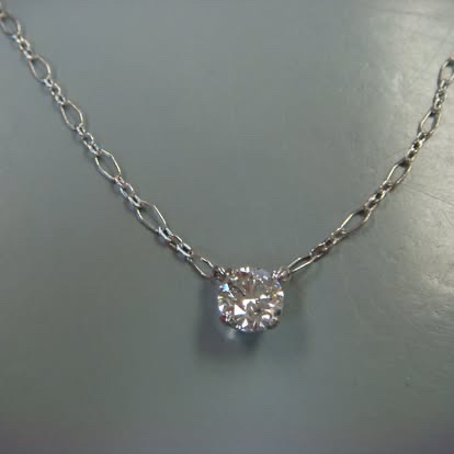 Diamond solitaire necklace on a white gold chain