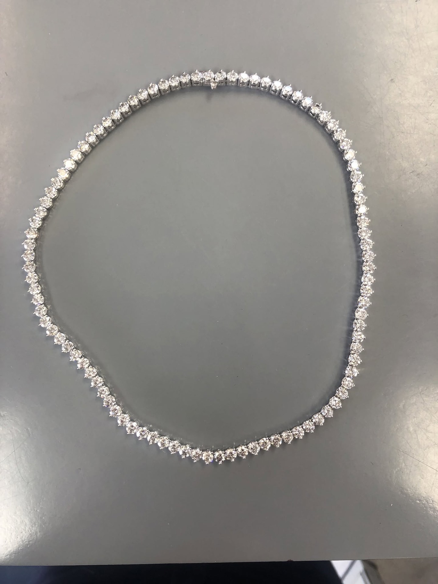 Handmade diamond line necklace in white gold