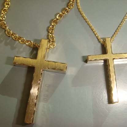 Handmade yellow gold cross pendants